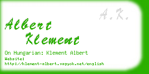 albert klement business card